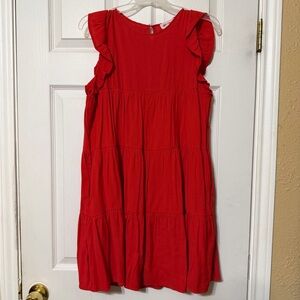 Elegant Red Ruffled Women's Dress